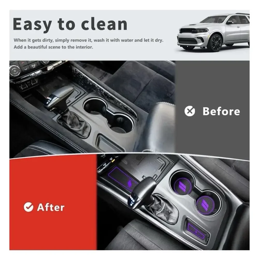 25-pc Dodge Durango 2021-2025 Accessories Cup Holder Insert Anti-dust Mat Purple